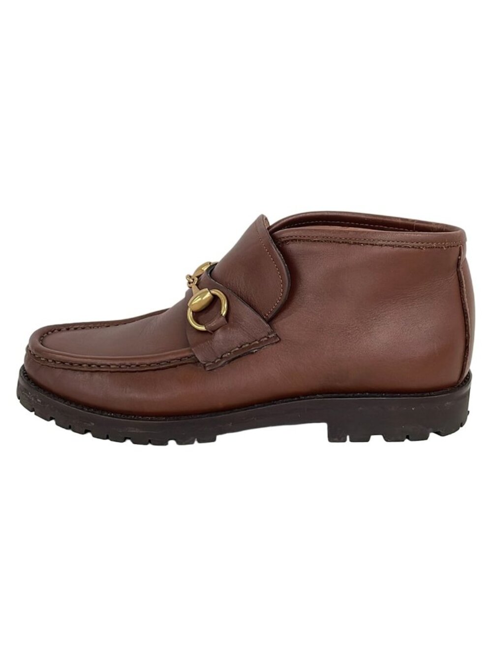 Gucci Short Boots Horsebit Moccasins Dark Brown Leather